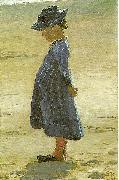 Peter Severin Kroyer en lille pice staende pa skagens strand France oil painting reproduction
